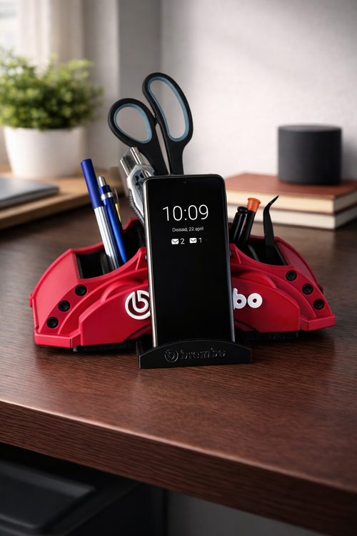 Brembo-Style Brake Caliper Desk Organizer & Phone Stand