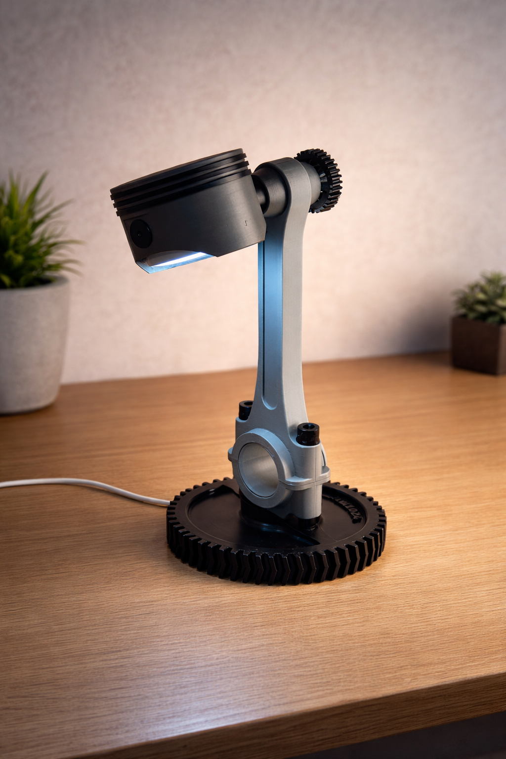 Piston Desk Lamp – USB Powered, Dimmable, 3-Color LED