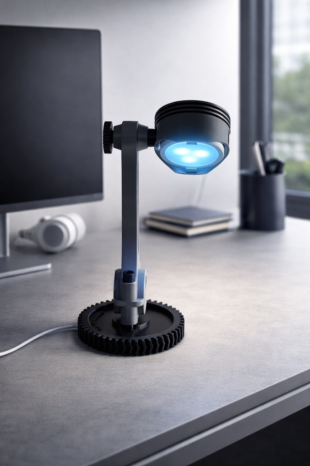 Piston Desk Lamp – USB Powered, Dimmable, 3-Color LED